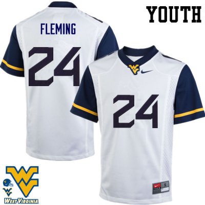 Youth West Virginia Mountaineers NCAA #24 Maurice Fleming White Authentic Nike Stitched College Football Jersey GP15L15FM